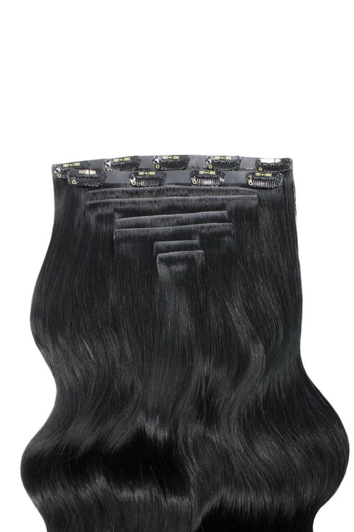 Jet Black - Invisible 20" Deluxe Clip In Remy Human Hair Extensions 200g